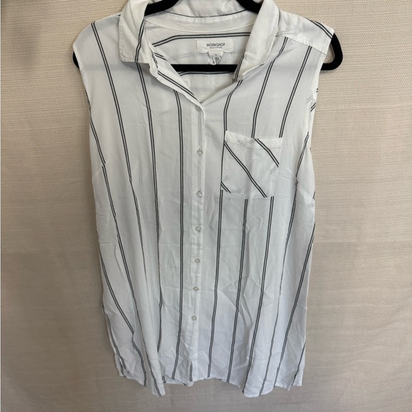 Workshop Republic Clothing Tops - Workshop Republic Clothing White and Black Striped Button Down Shirt
